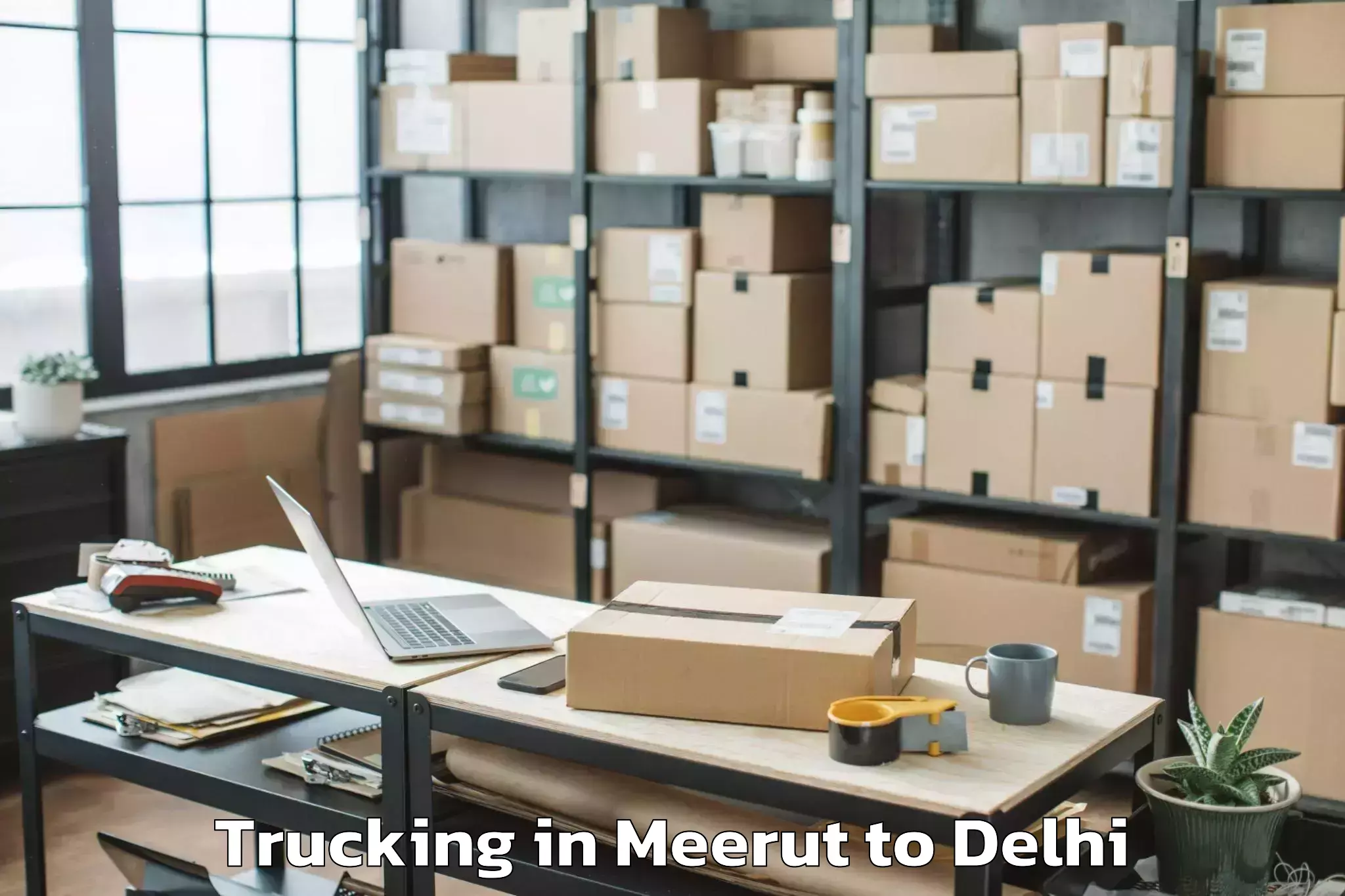 Easy Meerut to Jhilmil Trucking Booking